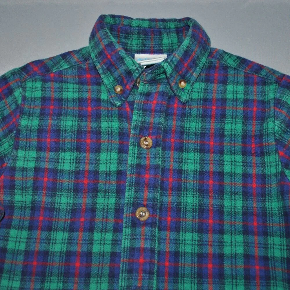 Vintage OshKosh B'gosh Plaid Flannel Button Down Shirt Size 12 Months